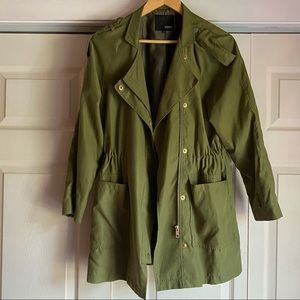 Green rain short trench jacket